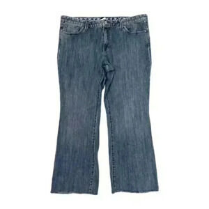 GAP Mid-Rise Straight Leg Jeans Raw Hem Light Wash Stretch Size 18R
